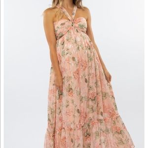Blush and Sage floral maxi Dress